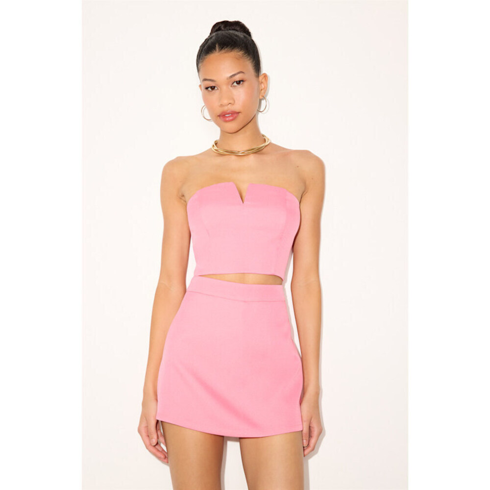 Lulus Beata Pink Strapless Two-piece Skort Romper - Size S
